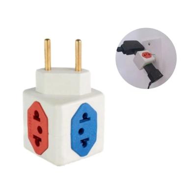 Imagem de Adaptador De Tomada Benjamim Power Cubo Com 4 Entradas Multiplicador de Tomadas 10A 20A T - Bivolt 110v 220v