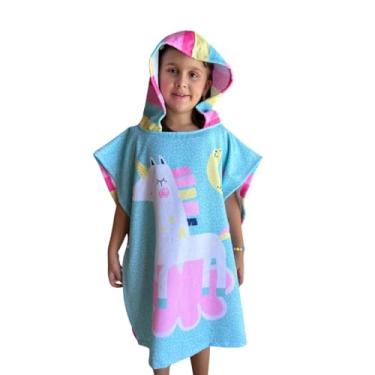 Imagem de Roupão Poncho Toalha Praia Piscina Infantil C/Capuz Natação (Unicórnio Summer F120, Único (4 á 12 anos))