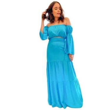 Imagem de Saia Longa Babados Viscose-Feminino