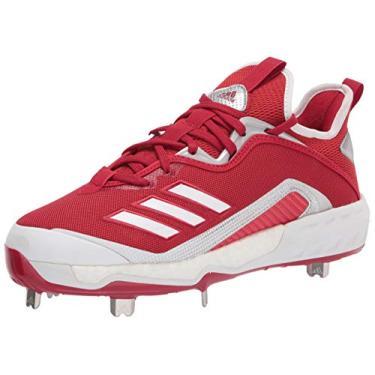 Imagem de adidas Tênis de beisebol masculino Fv9343, Vermelho/branco/prata, 11.5
