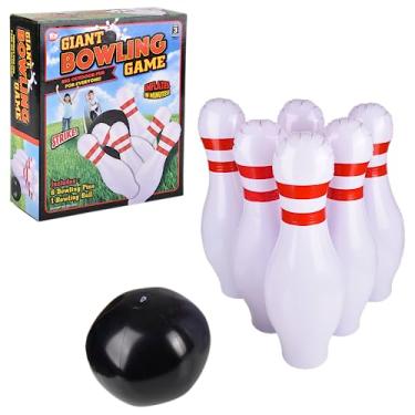 Imagem de Forest & Twelfth Conjunto inflável de 63,5 cm de bola de boliche e pino de boliche, jogos internos/externos para crianças, conjunto de boliche jumbo, jogos infantis ao ar livre para festas infantis