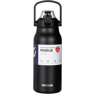 Imagem de Garrafa Térmica Isolada a Vácuo De Aço Inoxidável 316 1700ML Grande Capacidade Com Canudo (Preta) - MODUS