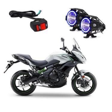 Imagem de Par Farol de Milha Angel Eye U7 Azul para Moto Kawasaki Versys 650CC 2