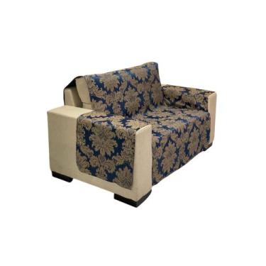 Imagem de Protetor Para Sofá Com Braços Jacquard - MUMUDECOR, 401 MARINHO/MARROM