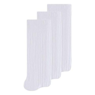 Imagem de Kit 3 Pares de Meias Infantil Cano Longo Selene 5010-002, Branco, 25-2