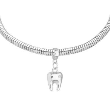 Imagem de Pulseira Dente Dentista Banhado a Prata 925 - WORK SEMIJOIAS, 20 cm (p