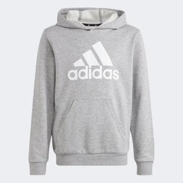Imagem de Blusa Moletom Juvenil Adidas Big Logo com Capuz, Cinza claro, 7/8A
