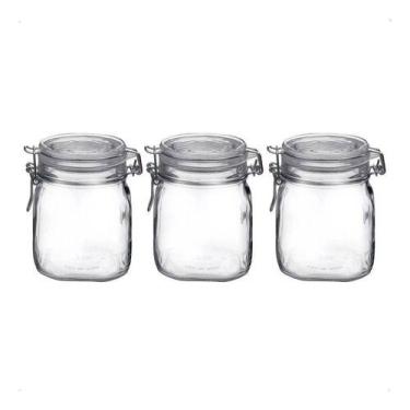 Imagem de Kit 3 Potes De Vidro Fido Italiano Hermético 750ml Bormioli Rocco