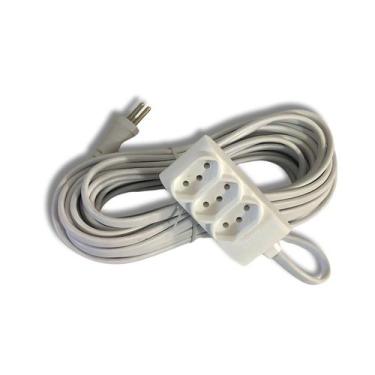 Imagem de Extensão branca com 3 Tomadas 2P+T 10A 250V com cabo de 10M - Fame