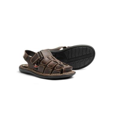 Imagem de Sandália Masculina Couro Legítimo Chinelo Franciscana Confortável Esti
