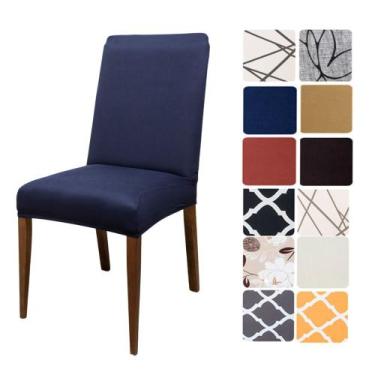 Imagem de Kit 4 Capas de Cadeira Spandex Sala de Jantar Premium - CDCS, Azul Mar