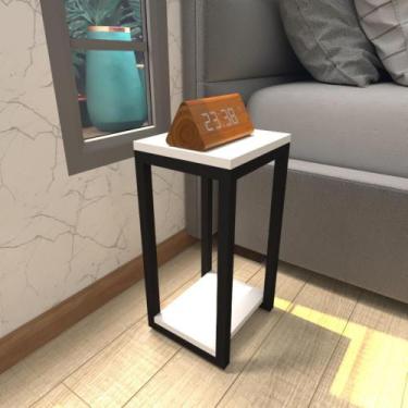 Imagem de Mesa de cabeceira industrial branca off white canto quarto cabeceira m