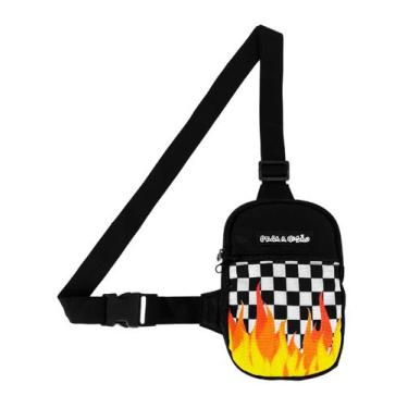 Imagem de Mini Bolsa Lateral Shoulder Bag Masculina Pega a Visão Fogo Xadrez Lis