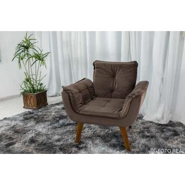 Imagem de Poltrona Decorativa Opala Tecido Veludo - Veneza Estofados, Marrom