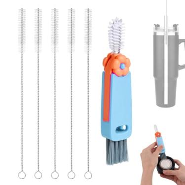 Imagem de Conjunto de 6 escovas de limpeza de garrafas para Yeti, 5 peças de escovas de aço inoxidável de nylon para tampa de copo de canudo de plástico para garrafa de água compatível com Yeti 25/26/35/1,290 g