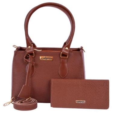 Imagem de Kit Bolsa Feminina Lateral + Carteira  - Aryel, Marrom
