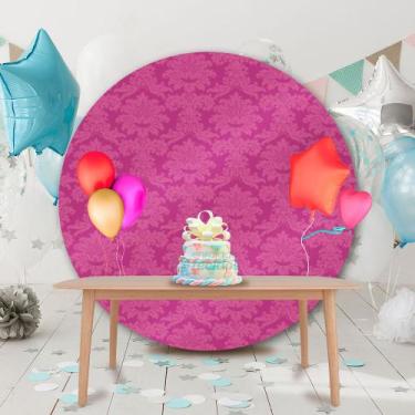 Imagem de Painel Redondo em Jacquard Pink Medalhão - Jacquard Tradicional, 1,80