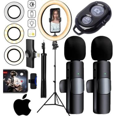 Imagem de Kit Tripé Profissional Pedestal Universal Celular Microfone Duplo Sem 