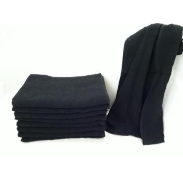 Imagem de Toalha De Rosto Para Barbearia Preta 45x70cm Kit Com 5 - Dugu