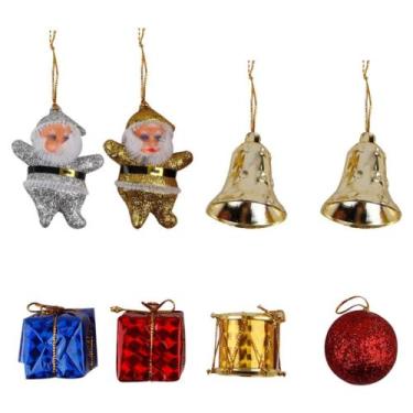 Imagem de Kit 8 Enfeites Para Arvore de Natal Decoração Sortido 3x3Cm - Art Chri