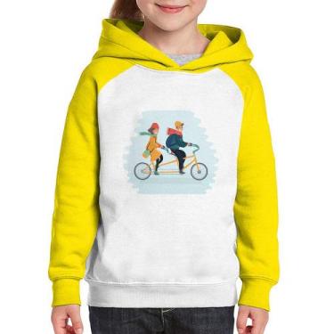 Imagem de Moletom Infantil Casal  Bicicleta - Foca na Moda, Branco, Amarelo, 14