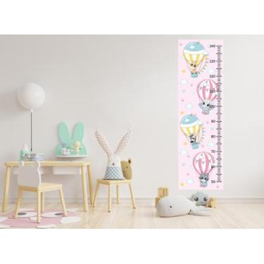 Imagem de adesivo de parede animais balões régua crescimento - Senhorita Decor