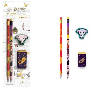 Imagem de Kit 2 Lápis Hb Apontador Borracha do Harry Potter Leonora