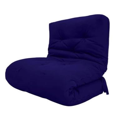 Imagem de Futon Solteiro Dobrável Oriental Confort Plus Azul Royal Acquablock - 