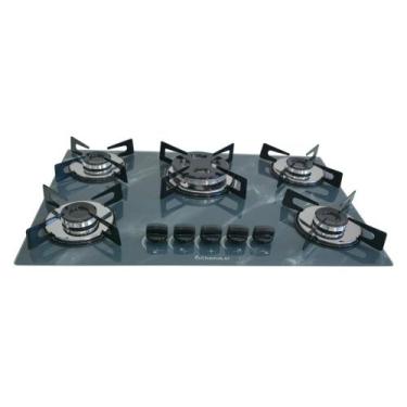 Imagem de Fogão Cooktop Chapa 5bocas Tripla Chama 127/220v Marmo Cinza - Chamala
