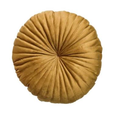 Imagem de Almofada Redonda Rendy em Veludo Mostarda - Díspar Design