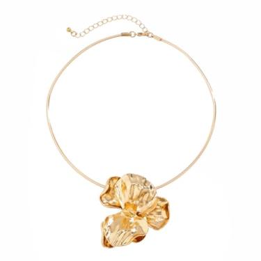 Imagem de Vanesseva Gargantilha vintage de flor grossa de metal aberto para mulheres, tribal, legal, africano, colar, babador, floral, colar grande, étnico, boêmio, joia moderna, Medium, Zinco, Sem Pedra