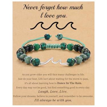 Imagem de Presentes inspiradores para mulheres, pulseira ondulada, presentes de encorajamento, pulseiras de contas de pedra natural, Life Is Tough Anime, espiritual, pensativo, obtenha presentes Weel, joias de