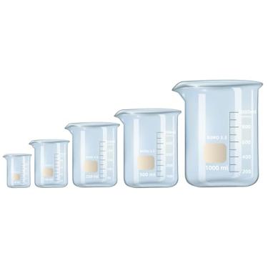 Imagem de Conjunto de copos de vidro, 3.3 copos de vidro boro, copo de vidro de medição baixa para laboratório, salas de aula, casa, industrial, etc. (10 ml, 50 ml, 100 ml, 250 ml, 500 ml, 1000 ml))