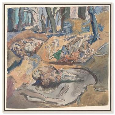 Imagem de Art Remedy Paisagens vintage em tela Dead Scottish Soldiers on the Battlefield, moldura prateada, 50,8 cm x 50,8 cm