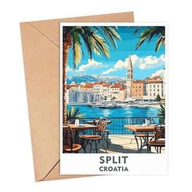 Imagem de Cartão de visita Split City - Cartão de viagem da Croácia - Arte de viagem da Croácia - Presente de cartão de cidade da Croácia dividido - Cartão de felicitações da cidade - Cartão de lembrança