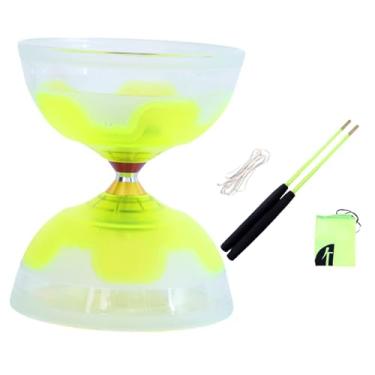 Imagem de EHJRE Conjunto de diabolo chinês com três rolamentos e varas para malabarismo, Amarelo