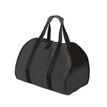 Imagem de Gralara Suporte para lenha, suporte para lenha, equipamento para lareira, bolsa para toras, para pesca, mochila, viagem, fogueira, Preto