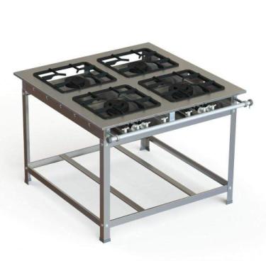 Imagem de Fogão Industrial Inox 30x30 P7 4 Bocas Baixa Pressão 2 QS 2 QD - JL Co
