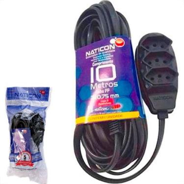 Imagem de Extensao Naticon Pp 2 Polos + Terra 0,75Mm Preta -10M