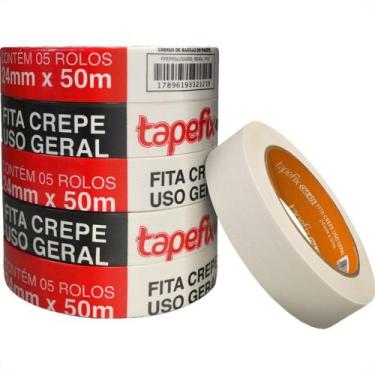 Imagem de Fita Crepe Adere Uso Geral 423 - 24Mm X 50M - Kit C/5 Pecas