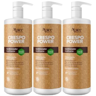 Imagem de Kit 3 Condicionador Crespo Power Apice Apse Hidratação Cabelo Profissional Limpeza Suave Vegano 1L