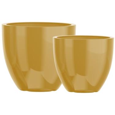 Imagem de Kit 2 Vasos Cachepot Fibra Vidro 57cm E 45cm Plantas Cores (Ouro Velho)