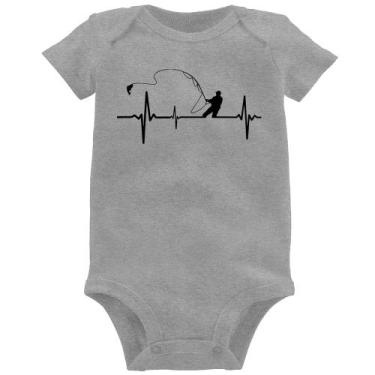 Imagem de Body Bebê Pescador Batimentos Cardíacos - Foca na Moda, Cinza, P