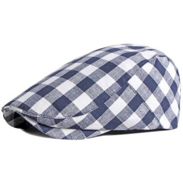 Imagem de Boina Unissex Casual Estilo Retro Britânico Xadrez Moda Primavera Outo