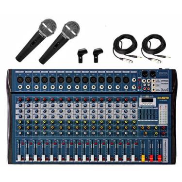 Imagem de Mesa Som 16 Canais Interface Ksr Km1602 2 microfones ks58 - KSR PRO