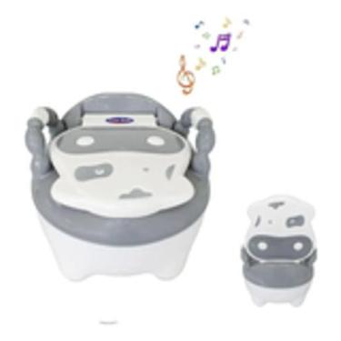 Imagem de Troninho Infantil Tchau fraldinha ,Musical Cinza com Branco- Prime Bab