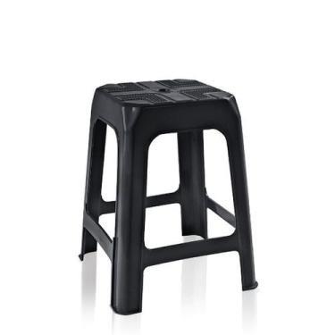 Imagem de Kit 2 Banqueta Plástica Multiuso Cozinha Jardim Preta - Arqplast