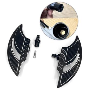 Imagem de Tábua de pé traseira para passageiros tábuas de pé pretas corte CNC Tomahawk macho montagem pinos para Harley Touring FLHX PEG Dyna Sportster XL
