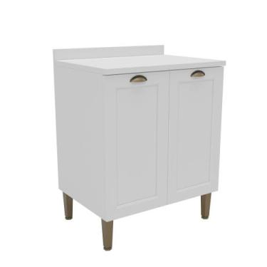 Imagem de Armário Balcão Cozinha 70cm Tampo 2 Portas Provençal Branco - ClickCas