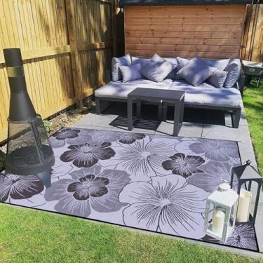 Imagem de DEK GHIBIS Tapete externo para espaço livre de pátio, tapete impermeável 22,5 x 30,5 cm, tapetes de acampamento de palha de plástico reversível, tapete de trailer para varanda, deck, acampamento,